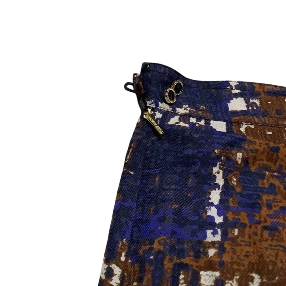 Tory Burch Brown and Blue A-Line Skirt